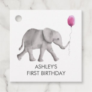 Baby Elephant Girl Geburtstagsgeschenke Tags, Pink Geschenkanhänger