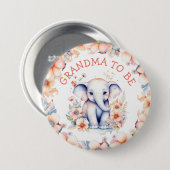 Baby Elephant Girl's Baby Shower Oma zu sein Button (Vorne & Hinten)