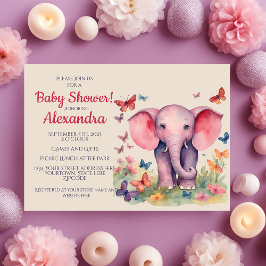 Baby Elephant Girls Babydusche Einladung