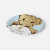Baby Elephant Gold Blue Pappteller (Schrägansicht)
