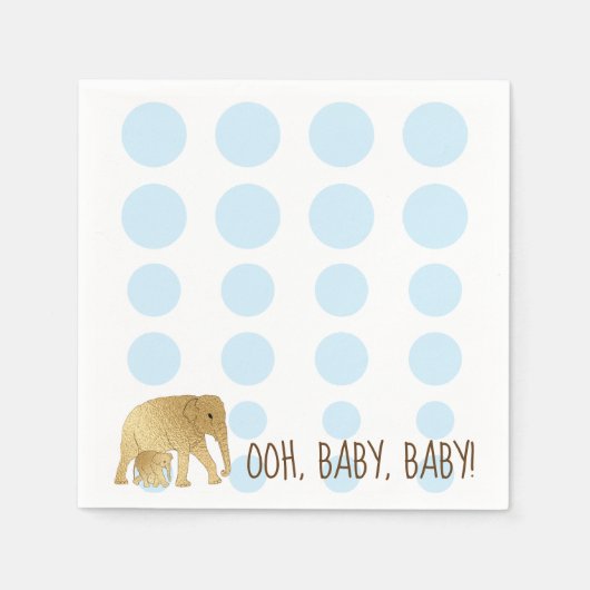 Baby Elephant Gold Blue Serviette (Vorderseite)