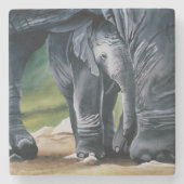 Baby Elephant Gray Niedlich Steinuntersetzer (Vorderseite)
