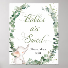Baby Elephant Green Babies sind süße Leckerei Poster