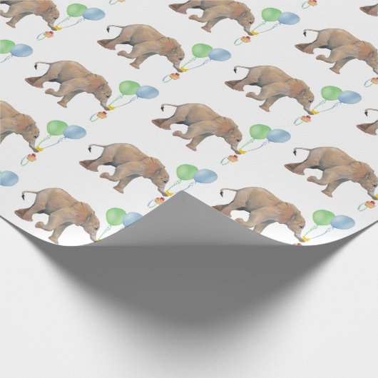Baby Elephant green & blue balloon Gift Wrapping Geschenkpapier (Ecke)