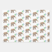 Baby Elephant green & blue balloon Set x3.  Geschenkpapier Set (Vorderseite 2)