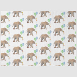 Baby Elephant green & blue balloon Tissue Paper.  Seidenpapier