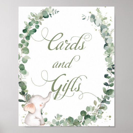 Baby Elephant Green Duschkarten und Geschenke Poster (Vorne)