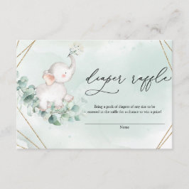Baby Elephant Green Eucalyptus Gold Diper Raffle Begleitkarte