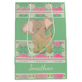 Baby Elephant Green Geschenktasche Mittlere Geschenktüte (Vorderseite)