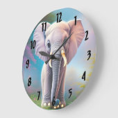 Baby Elephant Große Wanduhr (Winkel)