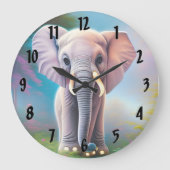 Baby Elephant Große Wanduhr (Vorderseite)