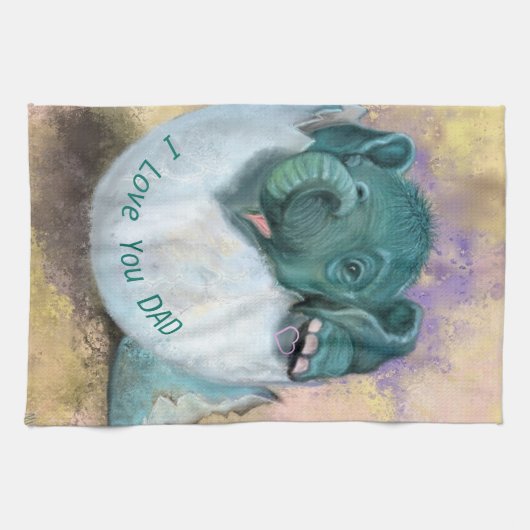 Baby Elephant haatching from eig - I Liebe You VAT Geschirrtuch (Horizontal)