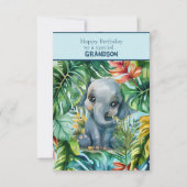 Baby Elephant Happy Birthday Special Grandson Karte (Vorderseite)