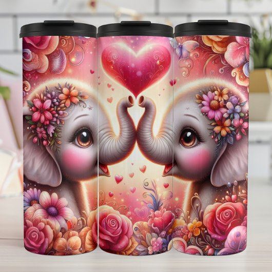 Baby Elephant Heart Floral Thermosbecher