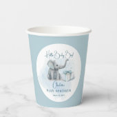 Baby Elephant Hello Baby Blue Baby Sprinkle Pappbecher (Rückseite)