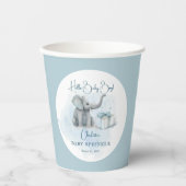 Baby Elephant Hello Baby Blue Baby Sprinkle Pappbecher (Vorderseite)