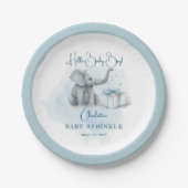 Baby Elephant Hello Baby Blue Baby Sprinkle Pappteller (Vorderseite)