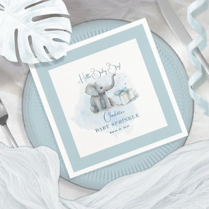 Baby Elephant Hello Baby Blue Baby Sprinkle Serviette