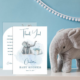Baby Elephant Hello Baby Boy Blue Baby Dusche Dankeskarte