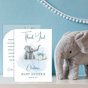Baby Elephant Hello Baby Boy Blue Baby Dusche Dankeskarte