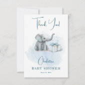 Baby Elephant Hello Baby Boy Blue Baby Dusche Dankeskarte (Vorderseite)