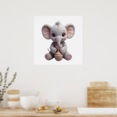 Baby Elephant Holding Toy – Cute Nursery Poster (Küche)