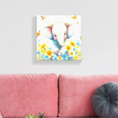 Baby Elephant in Blume Leinwanddruck (Insitu (Wohnzimmer))
