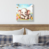 Baby Elephant in Blume Leinwanddruck (Insitu (Schlafzimmer))