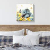 Baby Elephant in Blume Leinwanddruck (Insitu (Schlafzimmer))