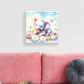 Baby Elephant in Blume Leinwanddruck (Insitu (Wohnzimmer))
