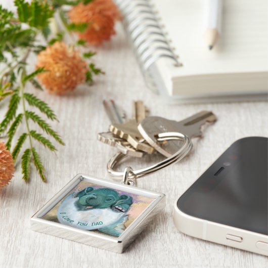 Baby Elephant in Egg Schlüsselanhänger - ich Liebe (Seite)