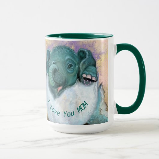 Baby Elephant in Ei Tasse - I Liebe Sie MAMA & DA (Rechts)