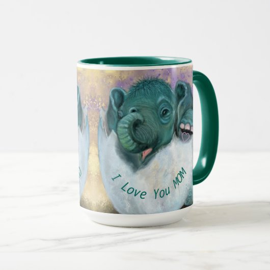 Baby Elephant in Ei Tasse - I Liebe Sie MAMA & DA (VorderseiteRechts)