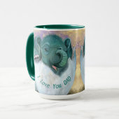 Baby Elephant in Ei Tasse - I Liebe Sie MAMA & DA (Vorderseite Links)