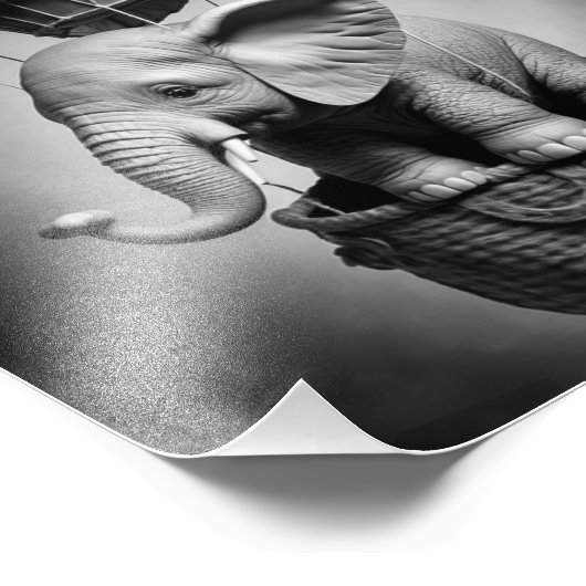 Baby Elephant in einem Heißluftballon Fotodruck (Ecke)