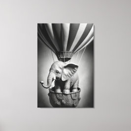 Baby Elephant in einem Heißluftballon Leinwanddruck