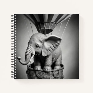Baby Elephant in einem Heißluftballon Notizblock