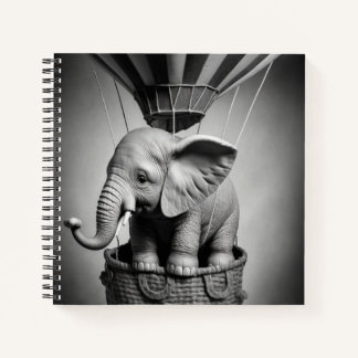 Baby Elephant in einem Heißluftballon Notizblock