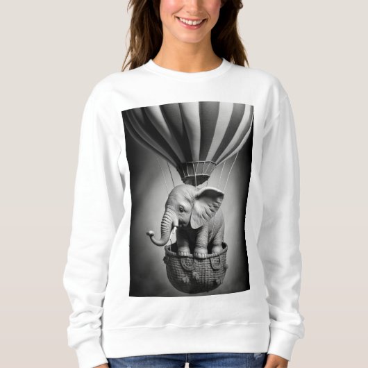 Baby Elephant in einem Heißluftballon Sweatshirt (Vorderseite)