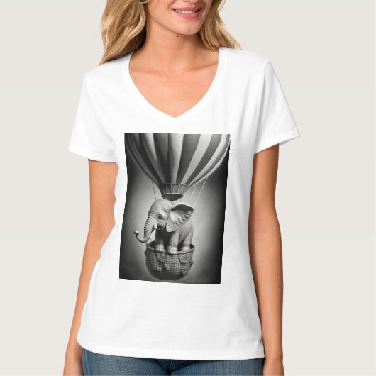 Baby Elephant in einem Heißluftballon T-Shirt (Vorderseite)