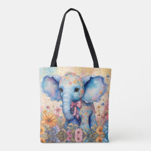 Baby Elephant in einem Pastelgarten Tasche
