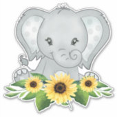 Baby Elephant in Sonnenblumen Aufkleber (Vorderseite)