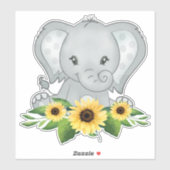 Baby Elephant in Sonnenblumen Aufkleber (Blatt)