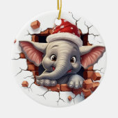 Baby Elephant in Weihnachtsmannmütze - 3D Keramik Ornament (Vorne)