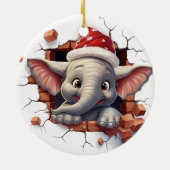Baby Elephant in Weihnachtsmannmütze - 3D Keramik Ornament (Hinten)