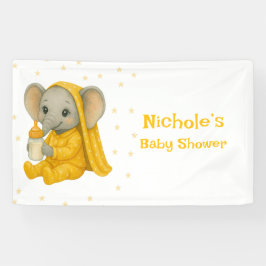 Baby Elephant in Yellow Pajamas Babydusche Banner