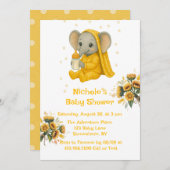 Baby Elephant in Yellow Pajamas Babydusche Einladung (Vorne/Hinten)