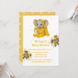 Baby Elephant in Yellow Pajamas Babydusche Einladung