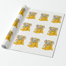 Baby Elephant in Yellow Pajamas Babydusche Geschenkpapier