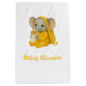 Baby Elephant in Yellow Pajamas Babydusche Mittlere Geschenktüte (Vorderseite)